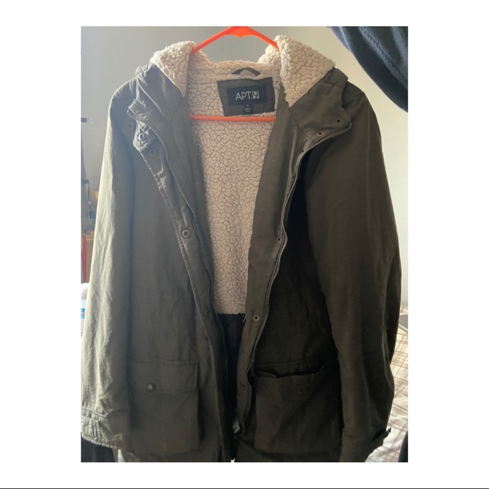 Apt.9 Army Green Rain Fur Jacket